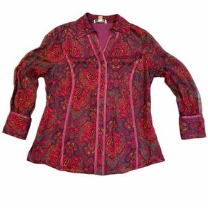 Coldwater Creek 100% Silk Paisley Blouse – Size M